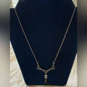 NWT Vintage-Style sterling Silver Filigree with Marcasite Pendant Necklace